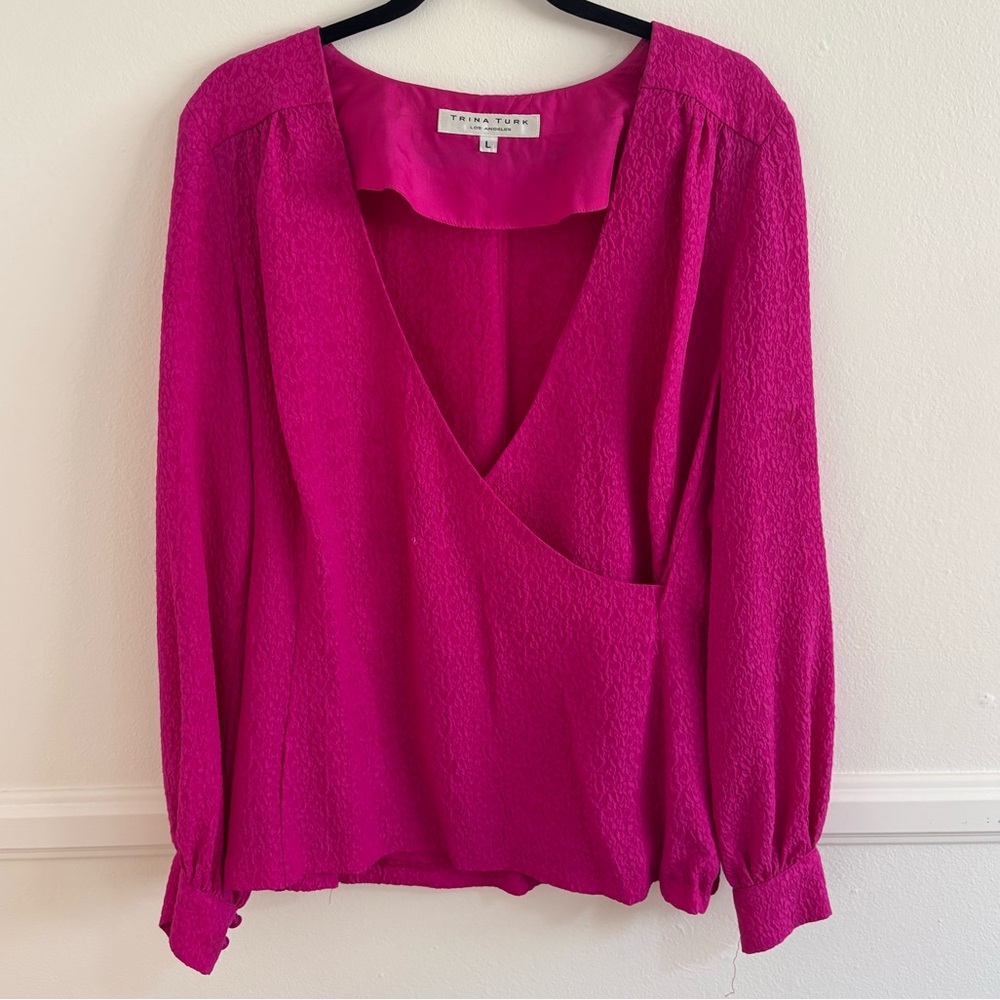 Trina Turk Fuchsia V Neck Blouse